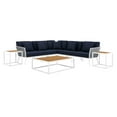 thumbnail image 2 of Modway Stance 8 Piece Outdoor Patio Aluminum Sectional Sofa Set in White Navy, 2 of 10