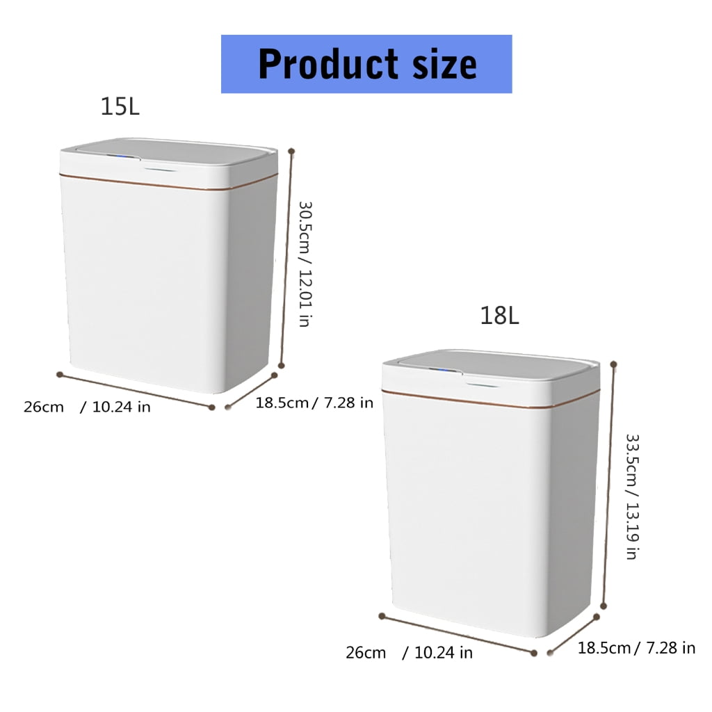 Intelligent Trash Bin with Motion Sensors Lid, Convenient Automatic Garbage Can for Bathroom Dustbin 15L/18L Capacity