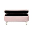 thumbnail image 2 of Storage Ottoman Bench, End of Bed Faux Fur Bench with Gold Legs for Living Room, Mid-Century Modern Upholstered Bench with Storagefor Bedroom, Pink, 2 of 8