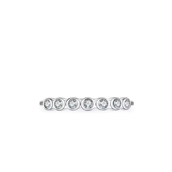 Bezel Set Bubble Diamond Seven Stone Ring 1.9 Ct Diamond 14K White Gold Over