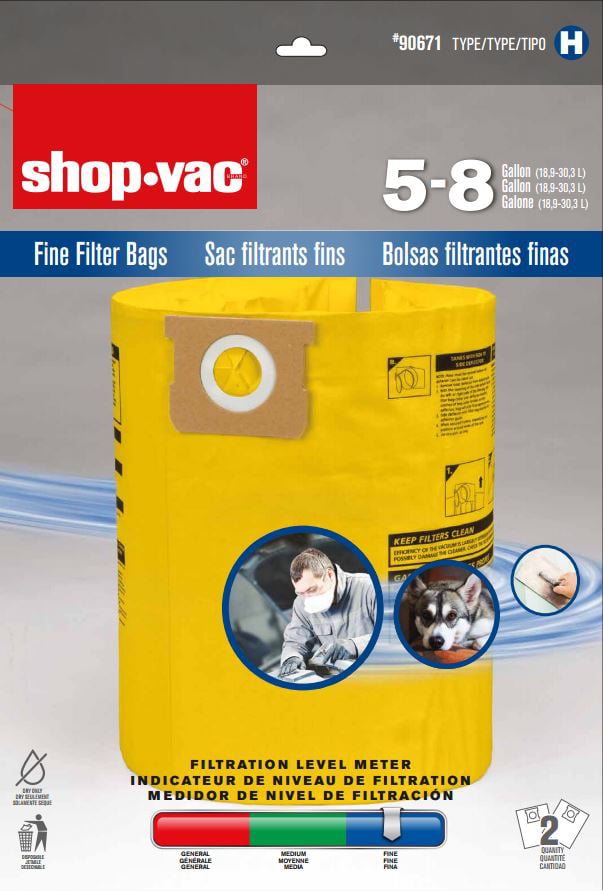 Shop-Vac 9067200 Type H 9-14 Gallon High Efficiency Filter Bag 5 Pack