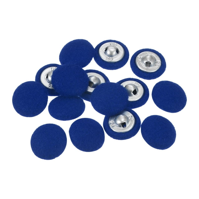 Unique Bargains 10pcs 24L Tissu Tissu Recouvert Bouton 15mm Rond Trous Métal Tige Boutons de Couture pour Blouses Robe Bleu Profond