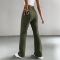 thumbnail image 7 of CIENVNSTG Women's Wide Leg Pants Ribbed Casual Flare Leg Pants Elastic High Waist Slim Fit Home Bell Bottom Pants for Daily Wear Outings Green M, 7 of 7