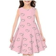 thumbnail image 1 of Zwiiyzr Robe d'Été pour Petites Filles 4-14 Ans Col Rond Sans Manches Évasée Robe Soleil Enfants Décontractée Florale Robe Trapèze Orange, 1 of 1