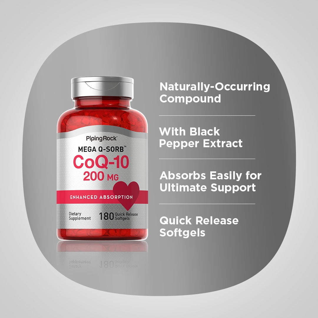Absorbable CoQ10 200 mg | 180 Softgels | by Piping Rock