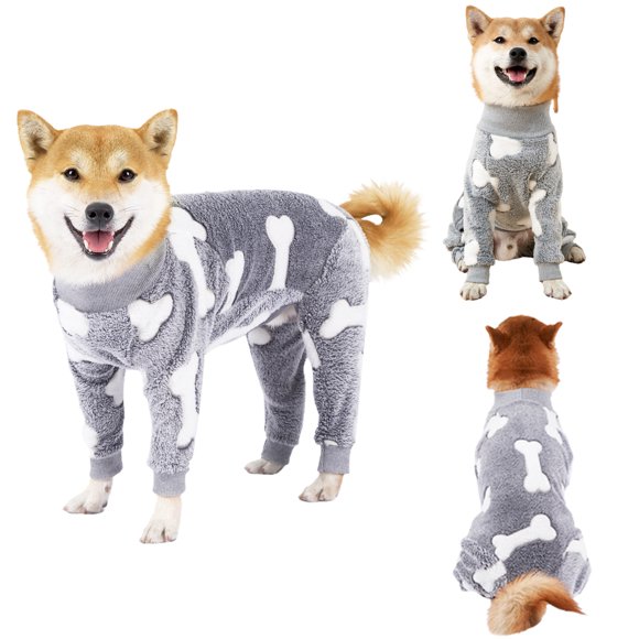 Bobasndm Turtleneck Dog Clothes Pajamas,Autumn Winter Dog Jumpsuit Coat,Winter Soft Warm Flannel Pajamas Jumpsuit for Medium Large Dog