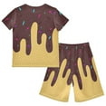 thumbnail image 3 of Girls Summer Outfits Ice Cream Printed Casual Short Sleeve T Shirt And Shorts Set 3D Ice Cream Print Toddler Kids Sets, 3 of 3
