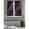 thumbnail image 5 of Marble Black Tier Curtains 45 Inch Length,Sheer Curtains for Bedroom Living Room Window Purple Gold Art Abstract Vintage Farmhouse Voile Drapes Kitchen Curtains Small Half Window 27.5"x45" 2 Panels, 5 of 7