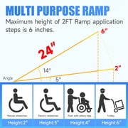 DWALE 2ft Portable Wheelchair Ramp, 800 lbs Capacity Folding Aluminum Ramp with Anti-Slip Surface for Home Steps, Doorways
