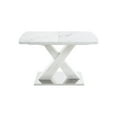 thumbnail image 3 of 47.24"-62.99"Modern Rectangle Dining Table, Stretchable, with Printed White Marble Table Top+MDF X-Shape Table Leg with Metal Base, 3 of 8