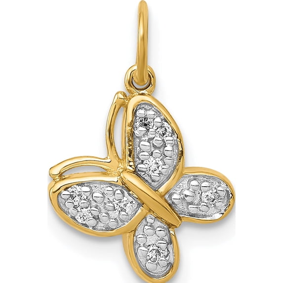 14K Yellow Gold Diamond Butterfly Charm Made In India pm5211-004-ya