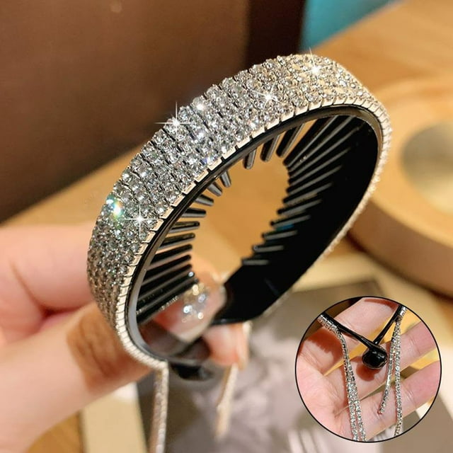 Daisyyozoid Serpentin à Cheveux Mode pour Dames Boucle de Queue de Cheval à Franges en Diamant