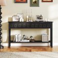 thumbnail image 2 of Gymax 60'' Long Narrow Console Table w/4 Drawers & Open Storage Shelf Anti-Tip Kit Black, 2 of 10
