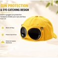 thumbnail image 4 of Men's Korean-Style Pilot Baseball Cap, Aviator Goggle Hat with Curved Visor, Cotton Canvas Sun Protection Cap for Spring Summer Yellow, 4 of 5