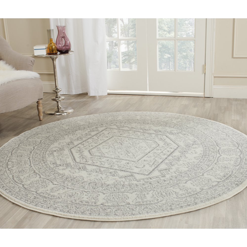 SAFAVIEH Adirondack Xavier Traditional Area Rug, Ivory/Silver, 6'7" x 6