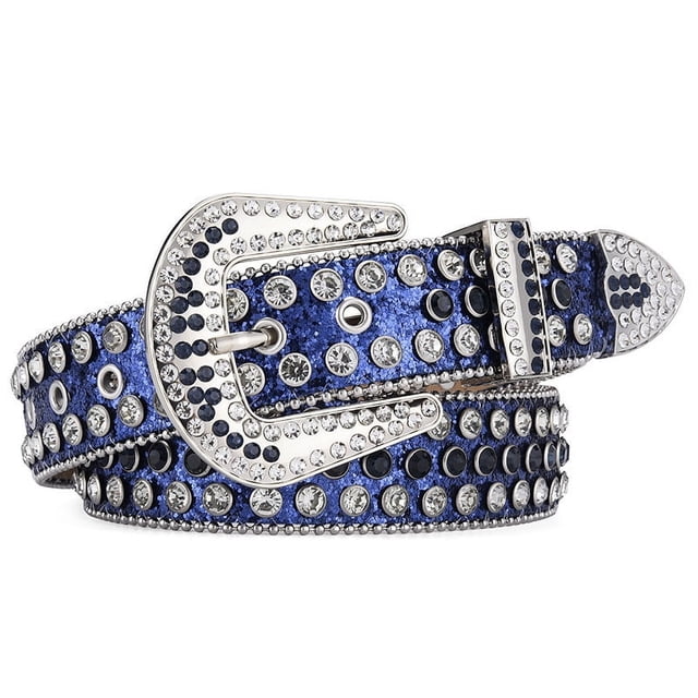 Nvzi Cinturones con diamantes de imitación para mujer, cinturones con diamantes y brillantes para mujer, cinturones vaqueros occidentales con lentejuelas para jeans (negro)