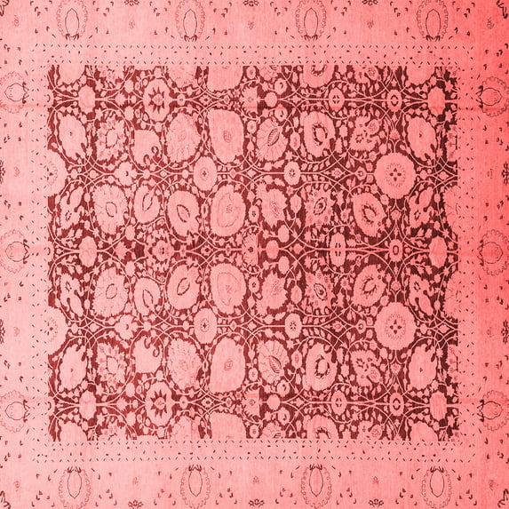 Ahgly Company Machine Washable Indoor Square Oriental Red Traditional Area Rugs, 7' Square
