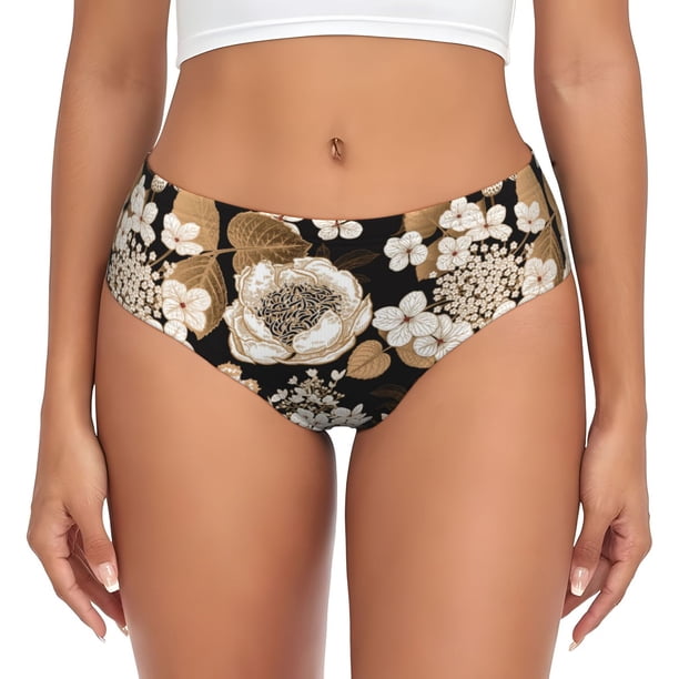 Fotbe Retro Hydrangeas Calzones Estampados para Mujer – Ropa Interior de Algodón, Cómoda, Suave y Elástica-3X-Large