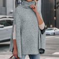 thumbnail image 4 of VISALY High Neck Sweaters Tunic Sweatshirt Fall Winter Turtleneck Sweater Fashion Chunky Knit Cape Wrap Sweaters Pullover Jumper Tops Oversized Sweatshirt Soft Sweaters Hoodies Pullover Grey Xl, 4 of 7
