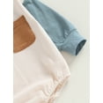 thumbnail image 5 of Newborn Baby Boys Fall Clothes Colorblock Pocket Crew Neck Sweatshirts Rompers Casual Long Sleeve Jumpsuits, 5 of 8