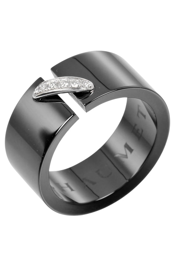 Pre-Owned Chaumet Lien size 19.5 ring, 18KWG white gold, ceramic, diamond, approx.... (Good)