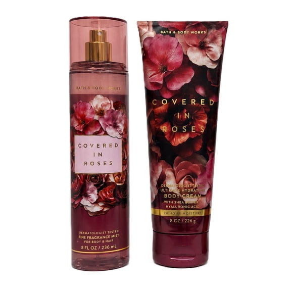 Bath & Body Works Covered In Roses Fine Fragrance Mist and Ultimate Hydration Body Cream Set, 2 Piece