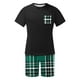 thumbnail image 4 of Mangas de Mano para Hombres Plaid Casual Home Sleepwear Manga Corta Cuello Redondo Top Y Pantalones Cortos Set, Algodón Poliéster Sala de Desgaste, 4 of 6