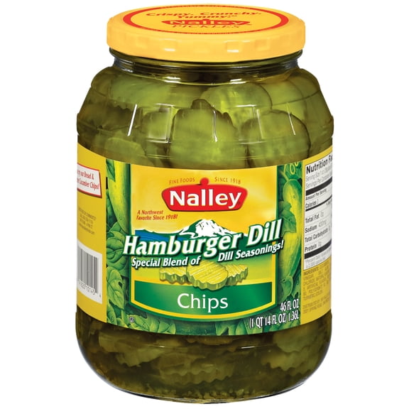 Nalley Sliced Hamburger Dill Pickle Chips, Gluten-Free, 46 fl oz Jar
