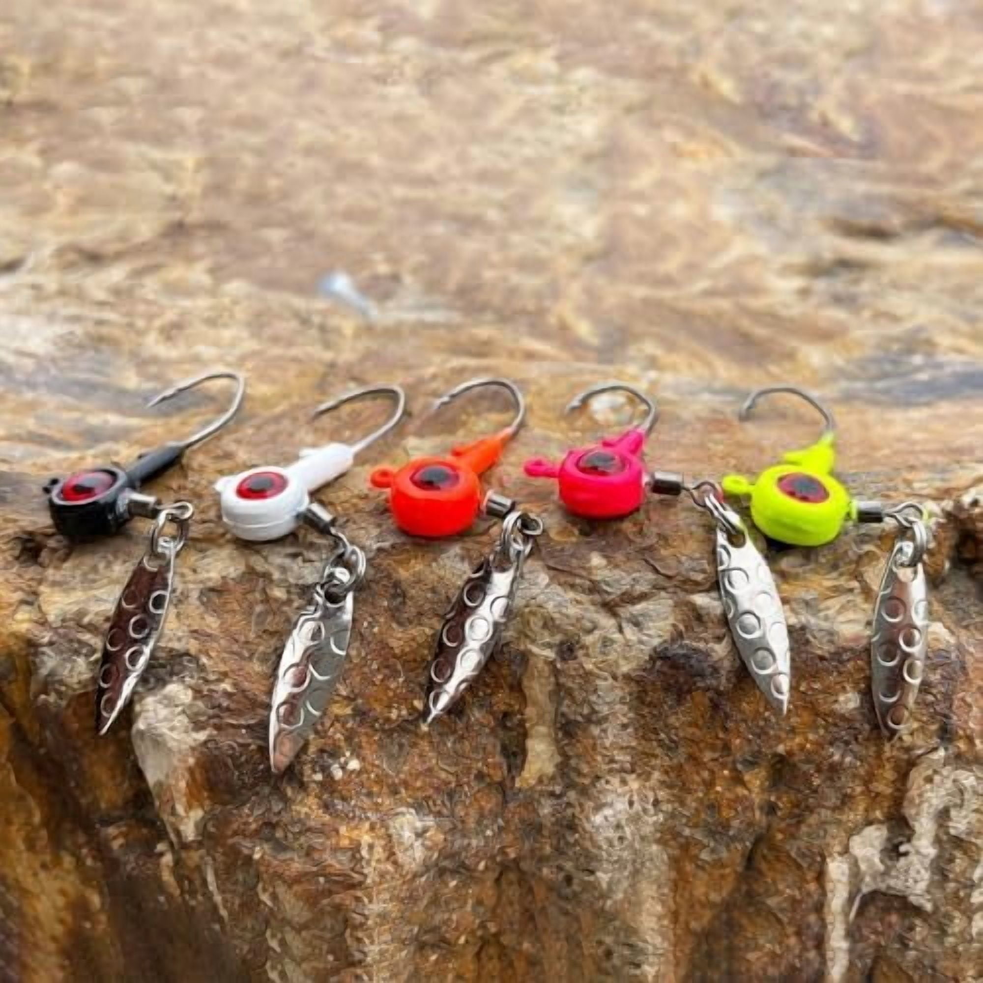 Crappie Jigs Underspin Jig Heads with Large Eyes - 1/32, 1/16, 1/8 oz Sizes - 40 Pcs for Bass, Panfish, Trout