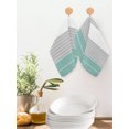 thumbnail image 2 of Turquoise Grey Stripe Kitchen Dish Towels for Drying Dishes Set of 2, Modern Art Horizontal Striped Waffle Weave Microfiber Hand Tea Bathroom Towels Quick Dry & Absorbent Towel 12x12, 2 of 7