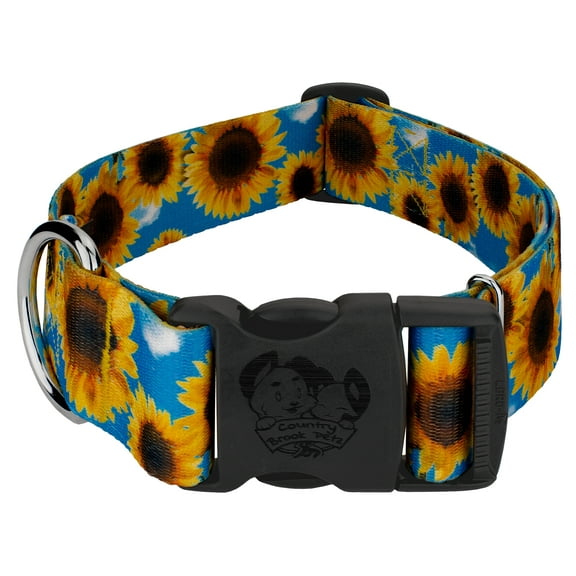 Country Brook Petz® 1 1/2 inch Deluxe Sunflowers Dog Collar, Medium