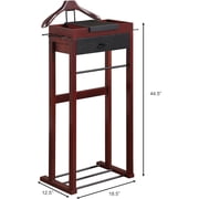 Proman Products Winston Wooden Clothes Valet Stand Organizer (Mahogany)