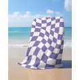 thumbnail image 4 of Purple White Checkered Beach Towels Oversized Super Absorbent, Modern Irregular Geometric Lightweight Bath Towel Quick Dry Sets For Bathroom/Pool/Rv Camping/Beach Play/Gym Room/Picnic 31"x62", 4 of 8