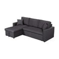 thumbnail image 2 of Paisley Dark Gray Linen Fabric Reversible Sleeper Sectional Sofa Storage Chaise, 2 of 9