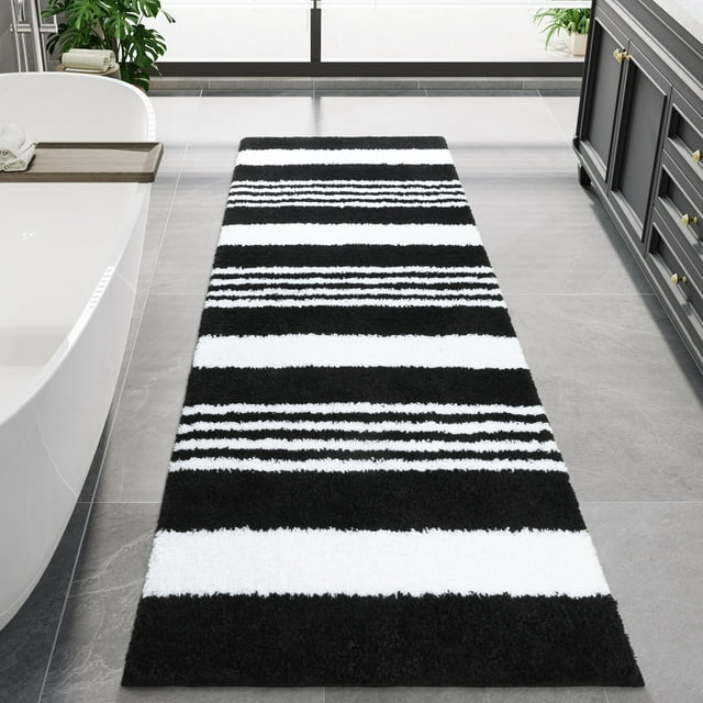 Alfombra de baño LOCHAS Long Runner, 60 x 150 cm, antideslizante, negra