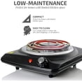 thumbnail image 4 of Ovente Electric Single Coil Burner 6 Inch Hot Plate with Fire Resistant Metal Housing and Adjustable Temperature Control, 1000 Watts, Portable, Indicator Light, Non-Slip Rubber Feet, Black (BGC101B), 4 of 7