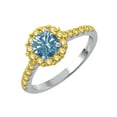 thumbnail image 2 of Sterling Silver with Blue Moissanite and Yellow Sapphire Halo Ring, 2 of 3
