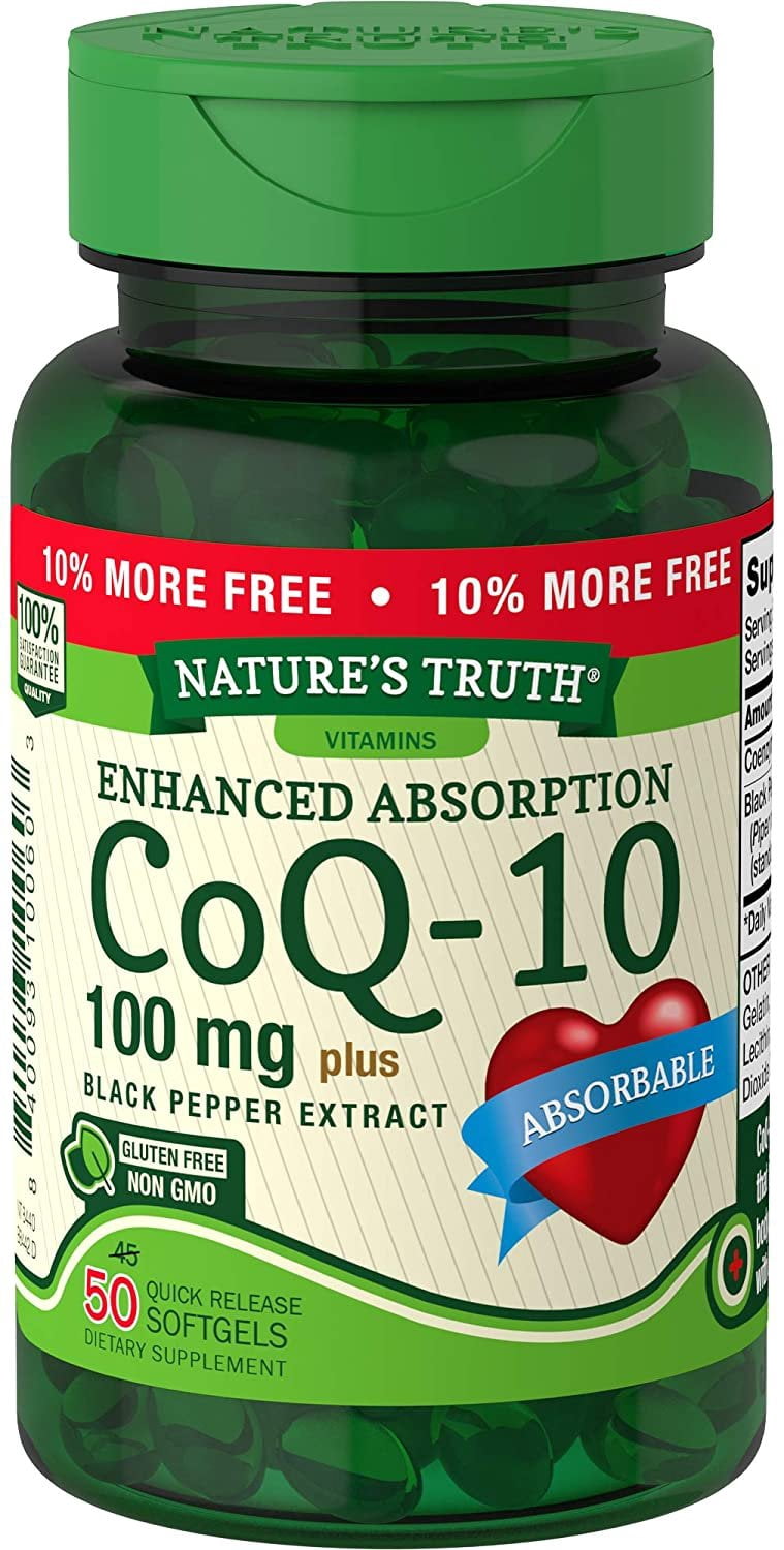 Nature's Truth Enhanced Absorption 100mg CoQ-10, Black Pepper, 50ct, 4-Pack