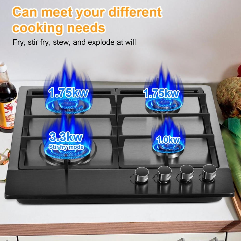 Goxfaca Propane Stove Top Stainless Steel Panel Burners Portable Auto Ignition Counter Stove Multi-Function Tabletop Stove for Kitchen Cooking stunning