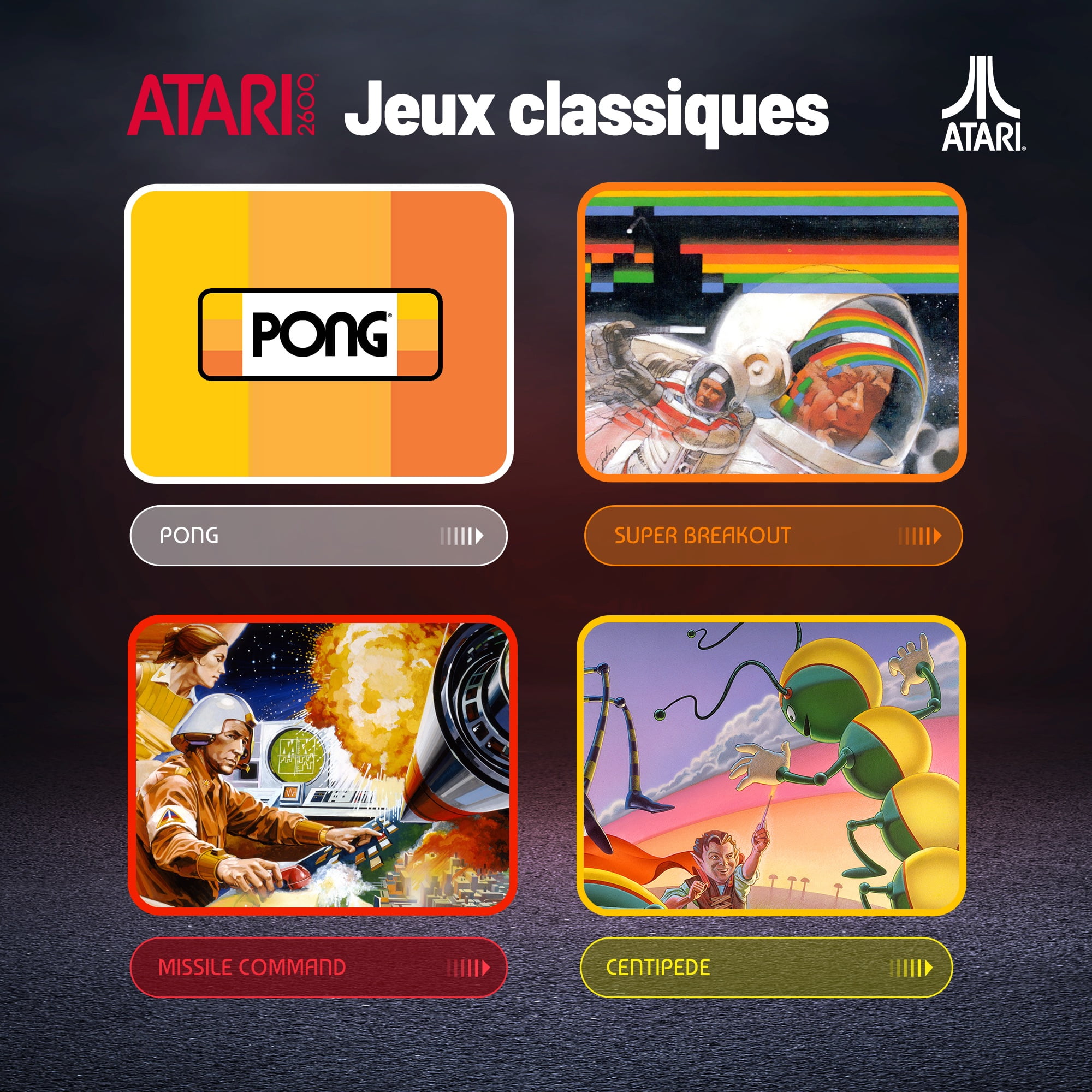 Atari 2600™ My Play Watch – Retro Gaming Smartwatch with Selective Tech, Non-Connected, Built-in Centipede™, Pong™, Missile Command™, Super Breakout™, Fitness Tracker