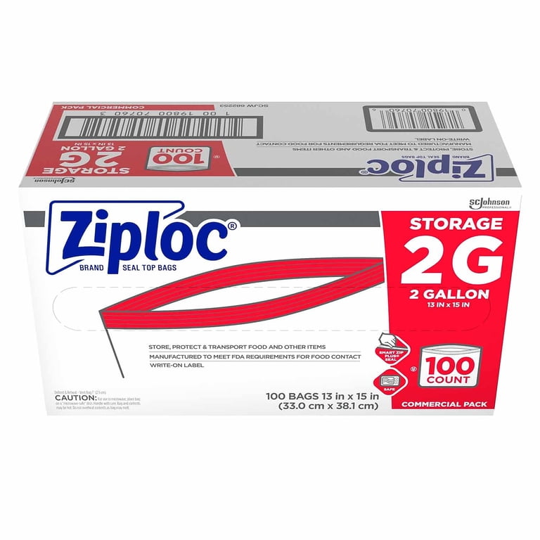Ziploc Extra Large Resealable Jumbo Storage Bags, 2 Gallon, 100 Ct