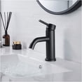 thumbnail image 3 of JERFIT Modern Single Hole Bathroom Sink Faucet, 6.57" Matte Black Waterfall Bath Faucet with Spot Resistant Finish, ADA Compliant, 3 of 10