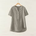 thumbnail image 5 of Roncen Womens Short Sleeve Shirts V Neck Collared Button Down Shirt Tops with Pockets, 5 of 8