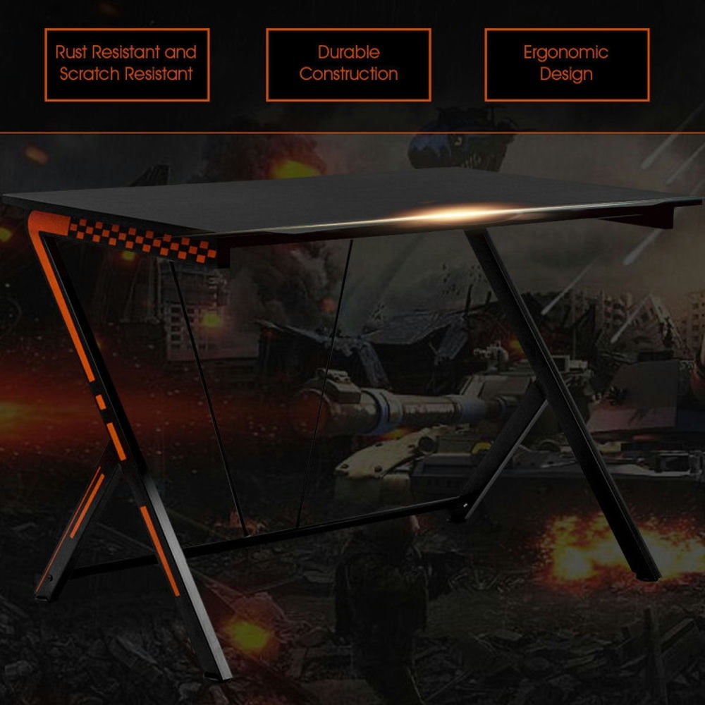 Demi Bonn Modern Ergonomic Study Computer Desk for Small Space, Home Office Desk Gaming Writing Table, Black