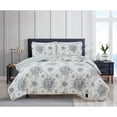 thumbnail image 5 of Melange Home Toile and Bamboo Stripes Reversible Cotton Quilt Set Grey Full - Queen 3 Piece, 5 of 5
