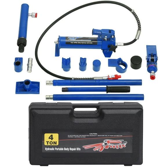 Garvee 4-Ton Hydraulic Porta Power Kit w/ 4.6 ft Hose, Pump, Spreader, Extensions, Storage Case