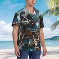 thumbnail image 3 of Rateoe Cute Skeletons Figurines Pattern Men’s Hawaiian Shirt – Short Sleeve Button-Down Tropical Beach Shirt, Lightweight & Breathable Casual Aloha Shirt with Pocket,Large, 3 of 7