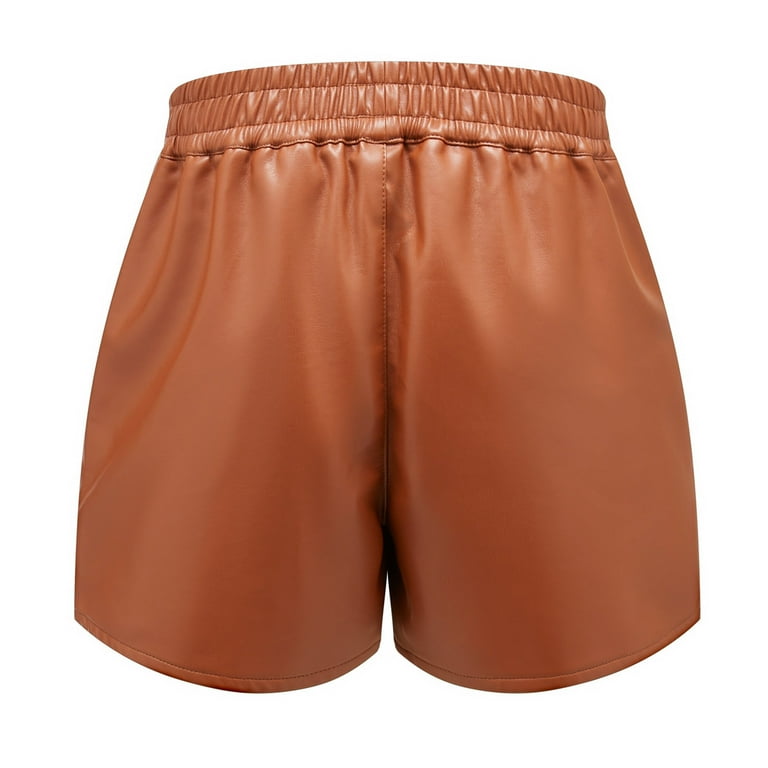 JGGSPWM Womens High Waisted Faux Leather Shorts with Pockets