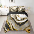 thumbnail image 2 of YST Marble Comforter Set, 7 Pieces, Abstract Bedding, Stone Pattern Theme, Gold Metallic Print, Modern, Bed in a Bag, Queen Size, 2 of 4