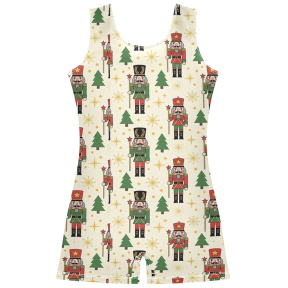 Gymnastics Leotard Sleeveless Christmas Nutcracker Stretchy Dance Bodysuit Breathable Athletic Ballet Yoga Outfit for Ages 3-14